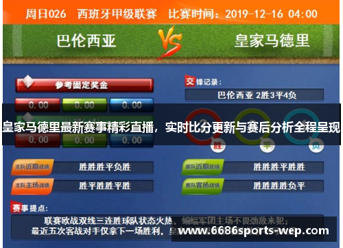 皇家马德里最新赛事精彩直播，实时比分更新与赛后分析全程呈现